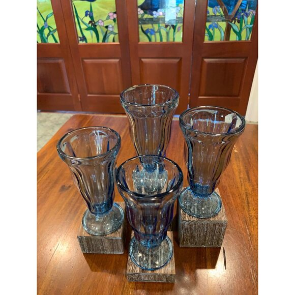 Anchor Hocking Stemmed Blue Float Glasses. - Picture 5 of 11